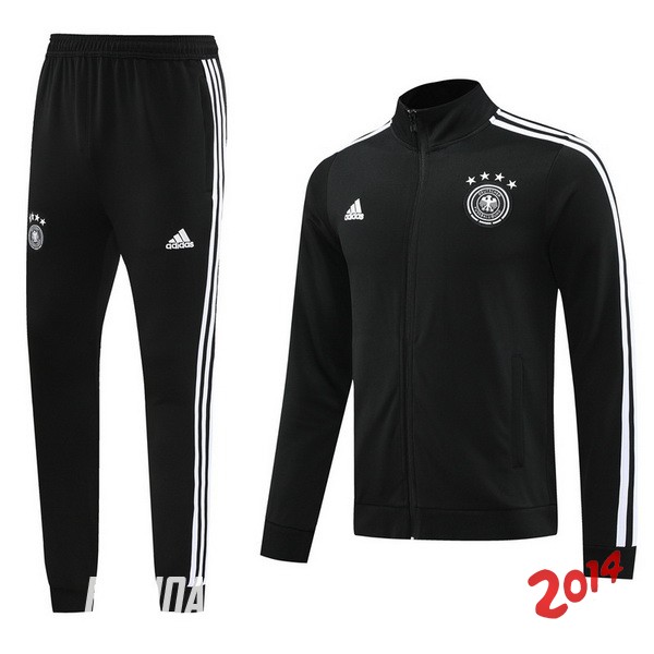 Conjunto Completo Ropa Deportiva Con Cremallera Larga Alemania 2024 Negro Blanco