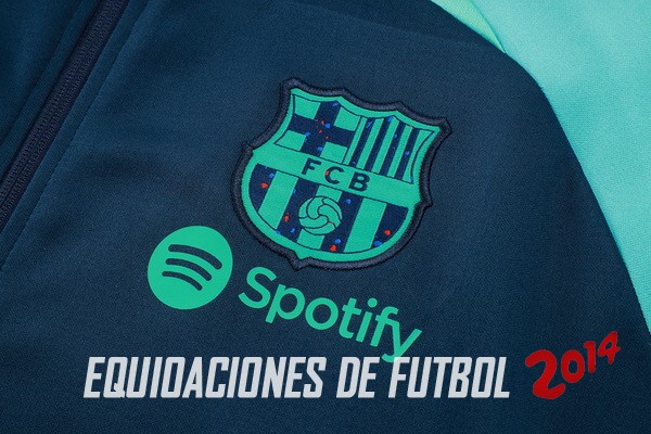 Conjunto Completo Ropa Deportiva Con Cremallera Larga Barcelona 2023/2024 Azul Marino Verde