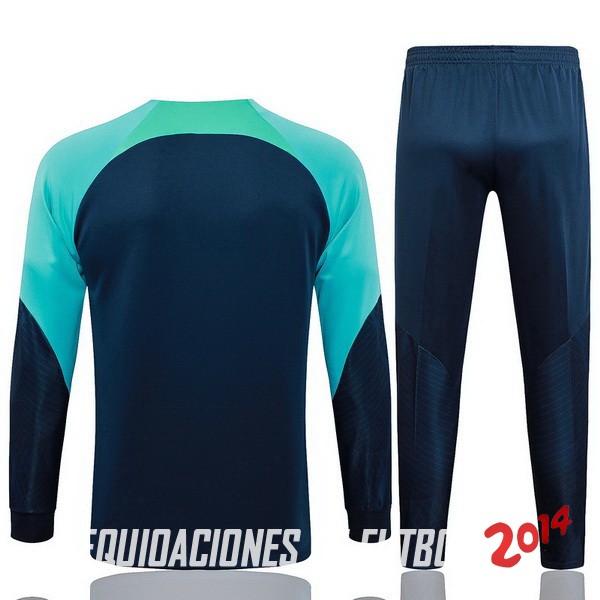 Conjunto Completo Ropa Deportiva Con Cremallera Larga Barcelona 2023/2024 Azul Marino Verde