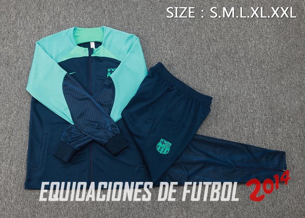 Conjunto Completo Ropa Deportiva Con Cremallera Larga Barcelona 2023/2024 Azul Marino Verde