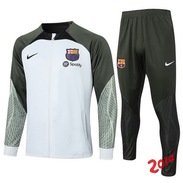 Conjunto Completo Ropa Deportiva Con Cremallera Larga Barcelona 2023/2024 Blanco Verde
