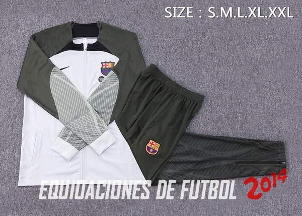 Conjunto Completo Ropa Deportiva Con Cremallera Larga Barcelona 2023/2024 Blanco Verde