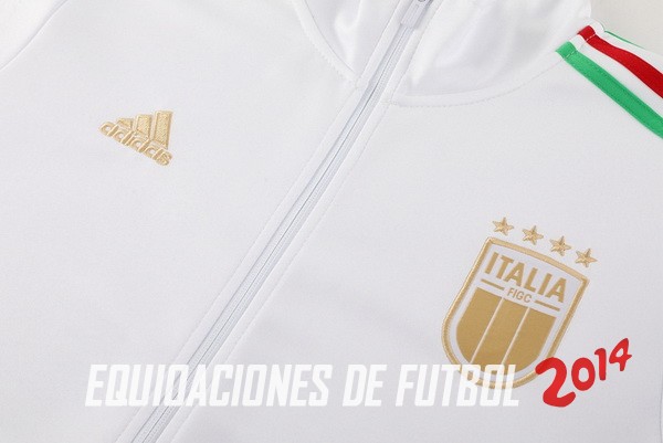 Conjunto Completo Ropa Deportiva Con Cremallera Larga Italia 2024 Blanco Azul