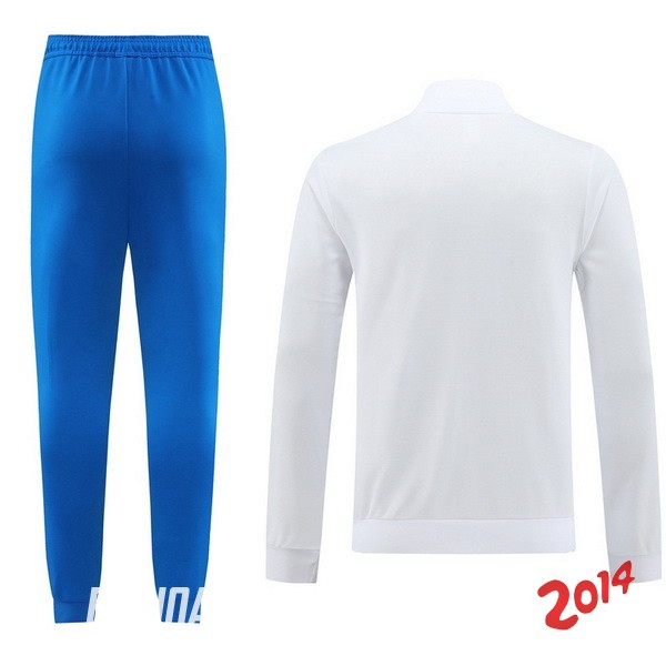 Conjunto Completo Ropa Deportiva Con Cremallera Larga Italia 2024 Blanco Azul