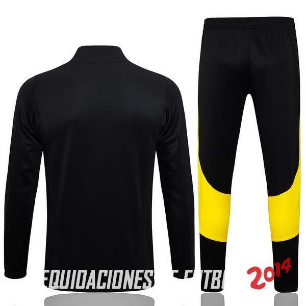 Conjunto Completo Ropa Deportiva Con Cremallera Larga Ninos Juventus 2023/2024 Negro Blanco Amarillo