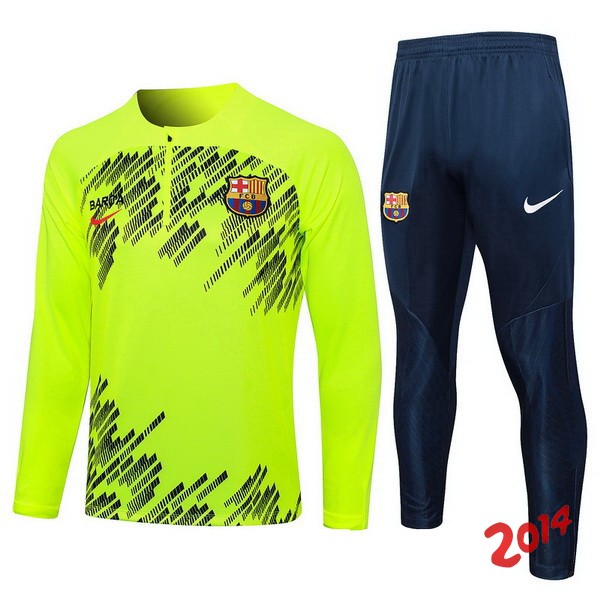 Conjunto Completo Sudadera Entrenamiento Barcelona 2023/2024 Verde Fluorescente