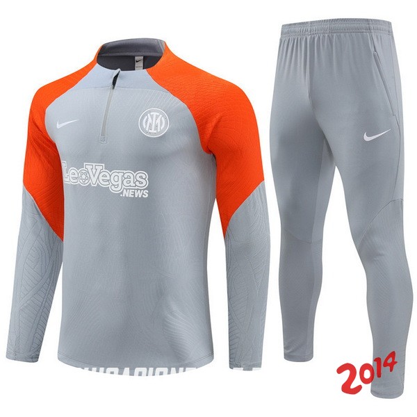 Conjunto Completo Sudadera Entrenamiento Inter Milan 2023/2024 Gris Naranja