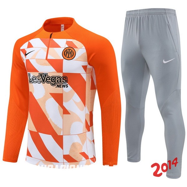 Conjunto Completo Sudadera Entrenamiento Inter Milan 2023/2024 Naranja Gris
