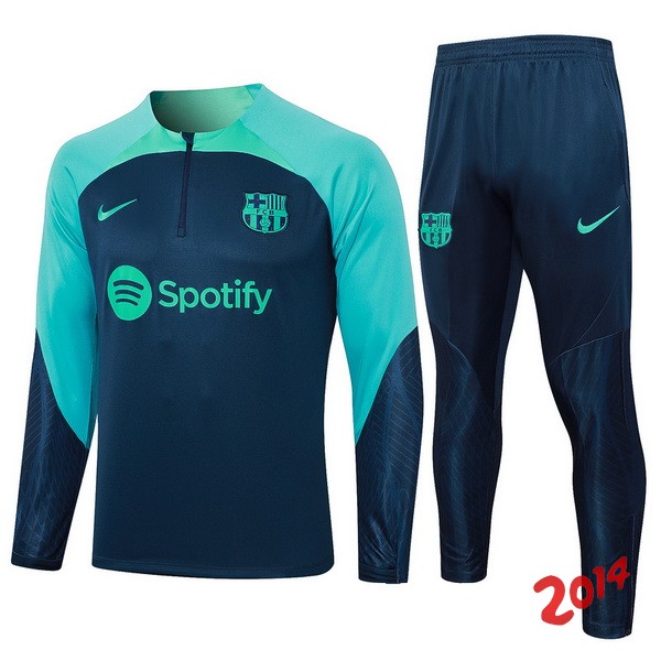 Conjunto Completo Sudadera Entrenamiento Ninos Barcelona 2023/2024 Azul Marino I Verde