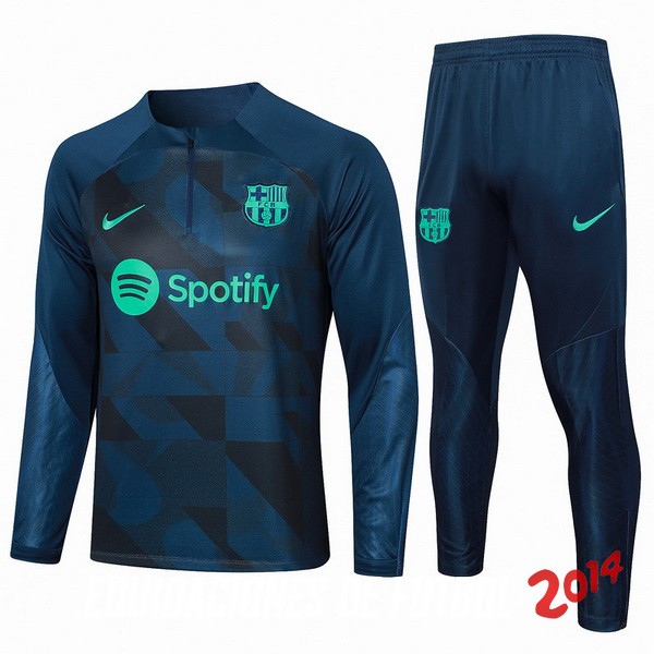 Conjunto Completo Sudadera Entrenamiento Ninos Barcelona 2023/2024 Azul Marino Verde