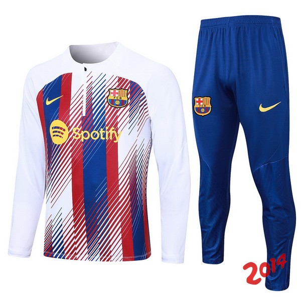 Conjunto Completo Sudadera Entrenamiento Ninos Barcelona 2023/2024 Blanco Rojo Azul