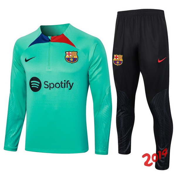 Conjunto Completo Sudadera Entrenamiento Ninos Barcelona 2023/2024 Verde Negro