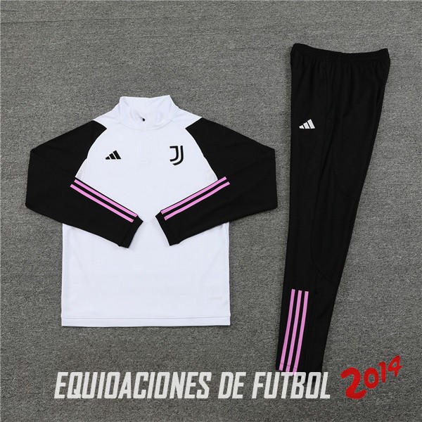 Conjunto Completo Sudadera Entrenamiento Ninos Juventus 2023/2024 Blanco I Negro Rosa