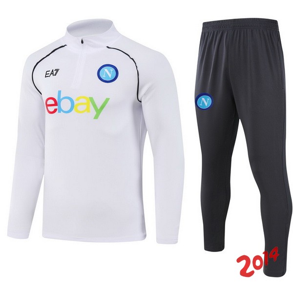 Conjunto Completo Sudadera Entrenamiento Ninos Napoli 2023/2024 Blanco Gris