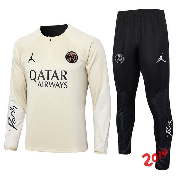 Conjunto Completo Sudadera Entrenamiento Ninos Paris Saint Germain 2023/2024 Amarillo Negro