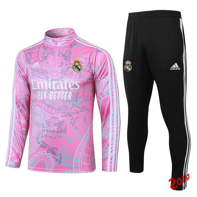 Conjunto Completo Sudadera Entrenamiento Real Madrid 2023/2024 Rosa Blanco Negro