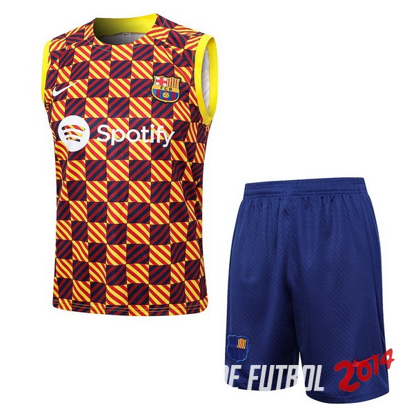 Entrenamiento Sin Mangas Conjunto Completo Barcelona 2023/2024 Naranja Azul