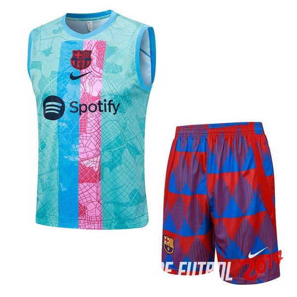 Entrenamiento Sin Mangas Conjunto Completo Barcelona 2023/2024 Verde Rosa Rojo