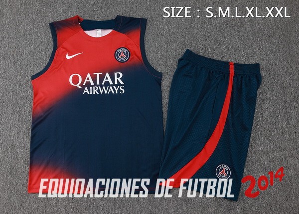 Entrenamiento Sin Mangas Conjunto Completo Paris Saint Germain 2023/2024 Rojo Azul