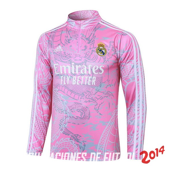 Ropa Deportiva Con Cremallera Larga Real Madrid 2023/2024 Rosa Blanco