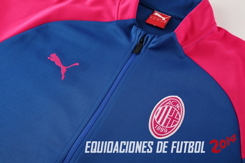 Conjunto Completo Ropa Deportiva Con Cremallera Larga AC Milan 2024/2025 Azul Rosa