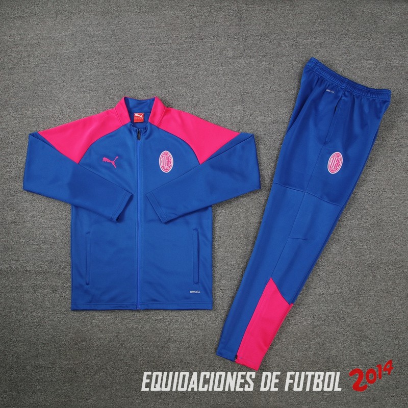 Conjunto Completo Ropa Deportiva Con Cremallera Larga AC Milan 2024/2025 Azul Rosa