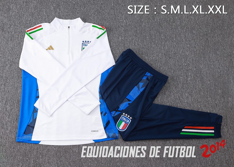 Conjunto Completo Sudadera Entrenamiento Italia 2024 Blanco Azul Marino