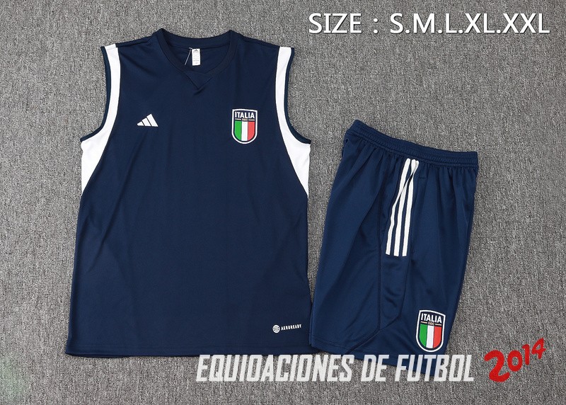 Entrenamiento Sin Mangas Conjunto Completo Italia 2024 Azul Marino