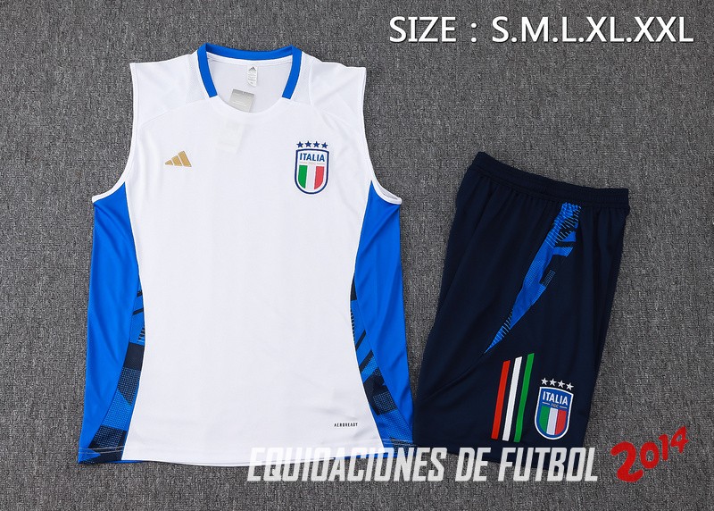 Entrenamiento Sin Mangas Conjunto Completo Italia 2024 Blanco Azul Marino