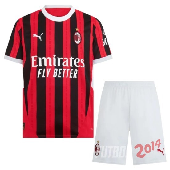 Camiseta Del Conjunto Completo AC Milan Nino Primera 2024/2025
