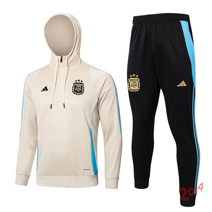Conjunto Completo Chaqueta Con Capucha Argentina 2024 Amarillo Negro