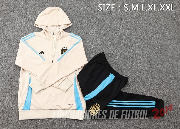 Conjunto Completo Chaqueta Con Capucha Argentina 2024 Amarillo Negro