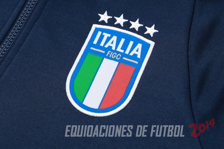 Conjunto Completo Chaqueta Con Capucha Italia 2024 Azul Marino