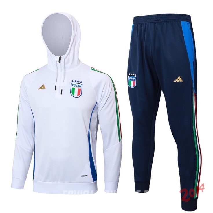 Conjunto Completo Chaqueta Con Capucha Italia 2024 Blanco