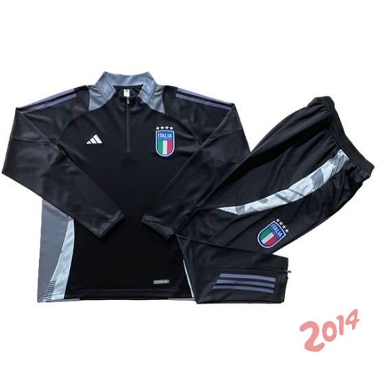 Conjunto Completo Sudadera Entrenamiento Italia 2024 Negro Gris