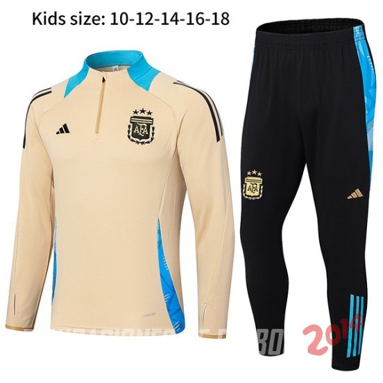 Conjunto Completo Sudadera Entrenamiento Ninos Argentina 2024 Amarillo Negro