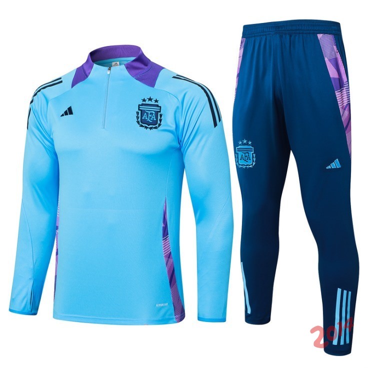 Conjunto Completo Sudadera Entrenamiento Ninos Argentina 2024 Azul Purpura