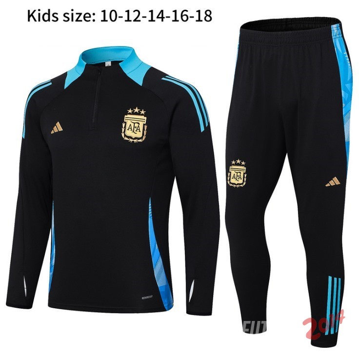 Conjunto Completo Sudadera Entrenamiento Ninos Argentina 2024 Negro Azul