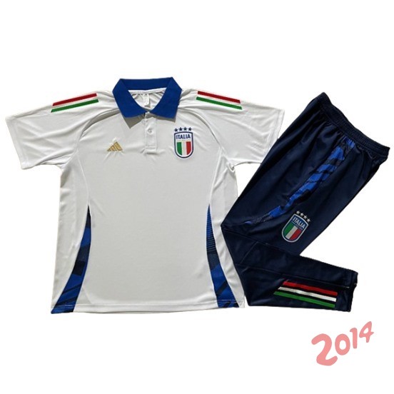 Polo Conjunto Completo Italia 2024 Blanco Azul