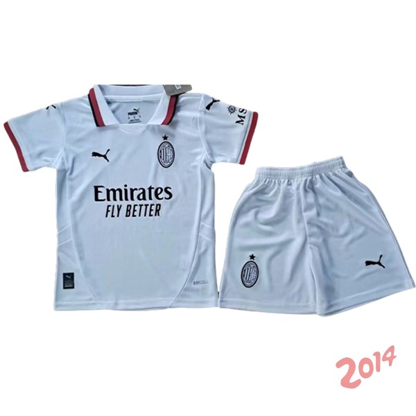 Camiseta Del Conjunto Completo AC Milan Ninos Segunda 2024/2025 Blanco