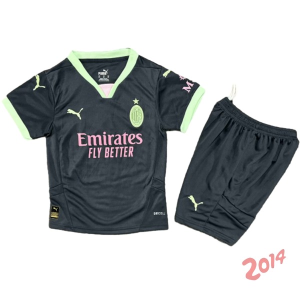 Camiseta Del Conjunto Completo AC Milan Ninos Tercera 2024/2025 Negro