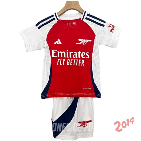 Camiseta Del Conjunto Completo Arsenal Ninos Primera 2024/2025 Rojo Blanco