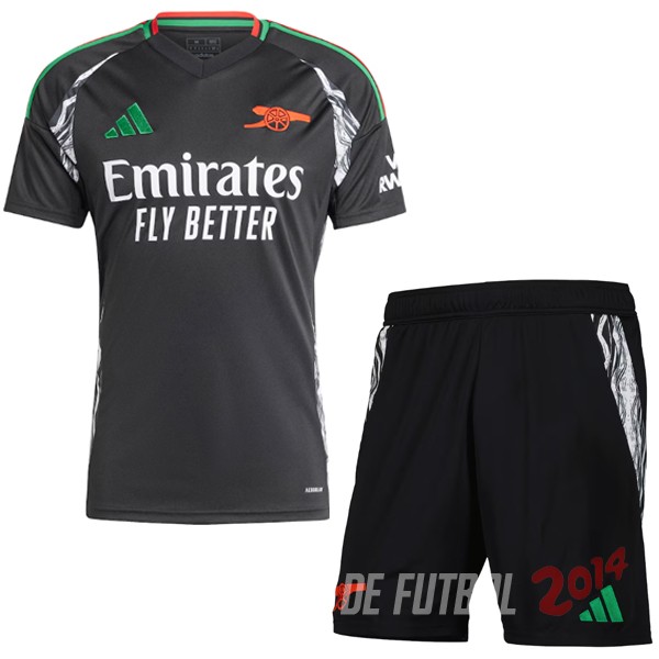 Camiseta Del Conjunto Completo Arsenal Ninos Segunda 2024/2025 Negro
