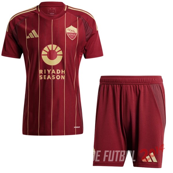 Camiseta Del Conjunto Completo As Roma Ninos Primera 2024/2025 Rojo