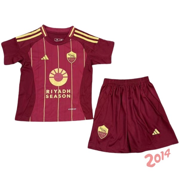 Camiseta Del Conjunto Completo As Roma Ninos Primera 2024/2025 Rojo