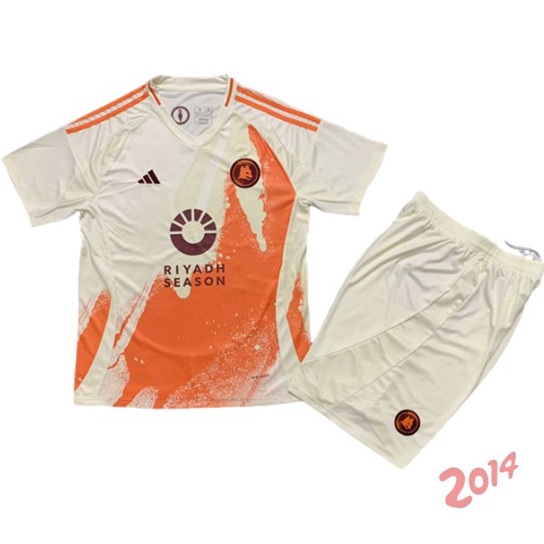 Camiseta Del Conjunto Completo As Roma Ninos Segunda 2024/2025 Blanco
