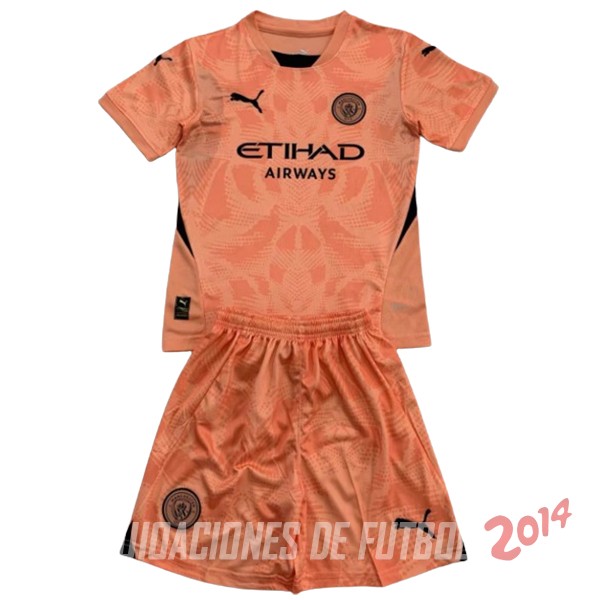 Camiseta Del Conjunto Completo Manchester City Ninos Portero 2024/2025 Naranja
