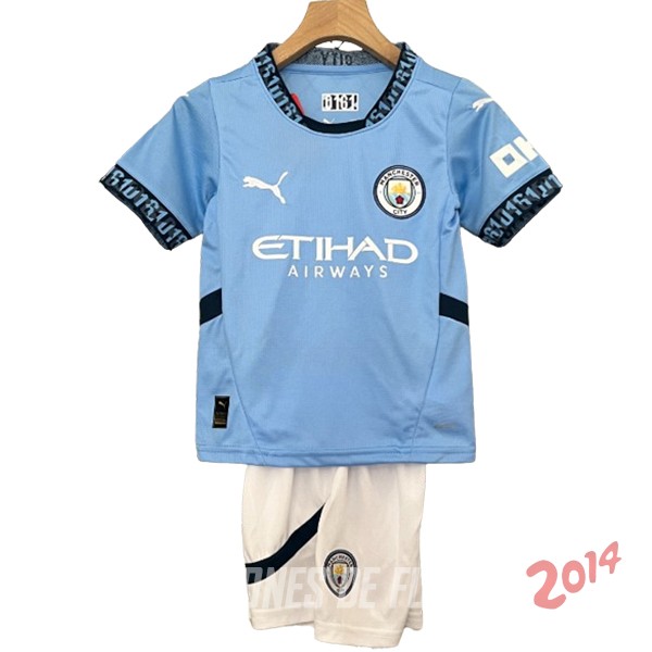Camiseta Del Conjunto Completo Manchester City Ninos Primera 2024/2025 Azul