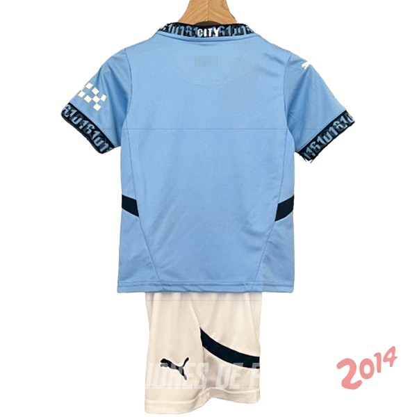 Camiseta Del Conjunto Completo Manchester City Ninos Primera 2024/2025 Azul