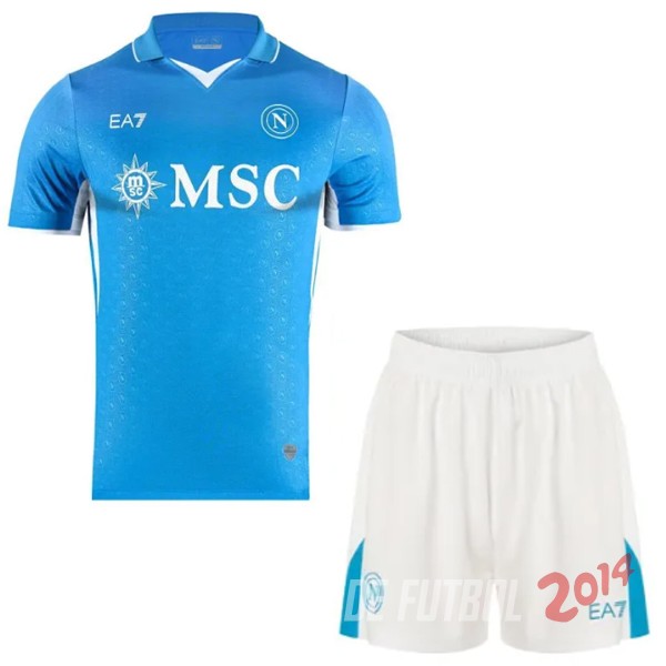 Camiseta Del Conjunto Completo Napoli Ninos Primera 2024/2025 Azul